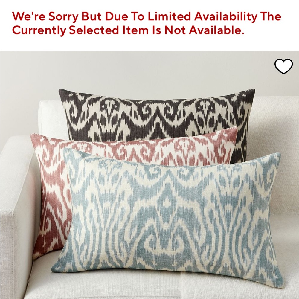 Pottery Barn Ikat lumbar patterned pillow in blue